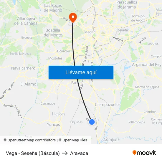 Vega - Seseña (Báscula) to Aravaca map