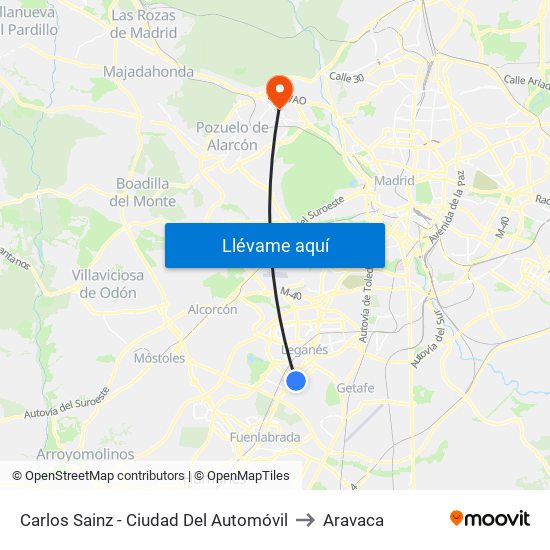 Carlos Sainz - Ciudad Del Automóvil to Aravaca map