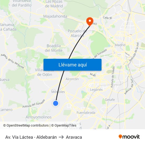 Av. Vía Láctea - Aldebarán to Aravaca map