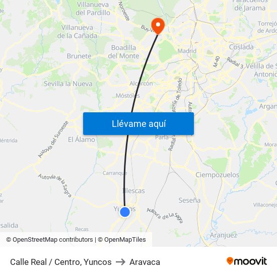Calle Real / Centro, Yuncos to Aravaca map