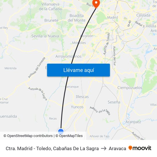 Ctra. Madrid - Toledo, Cabañas De La Sagra to Aravaca map