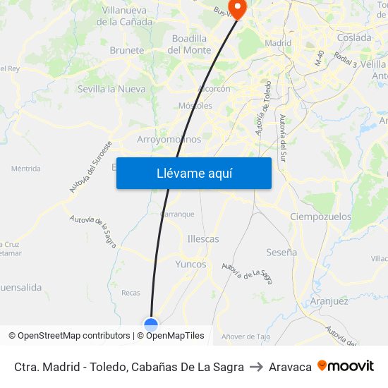 Ctra. Madrid - Toledo, Cabañas De La Sagra to Aravaca map