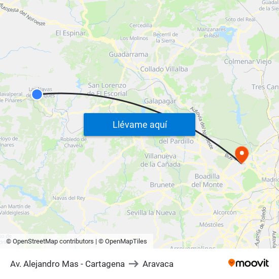 Av. Alejandro Mas - Cartagena to Aravaca map