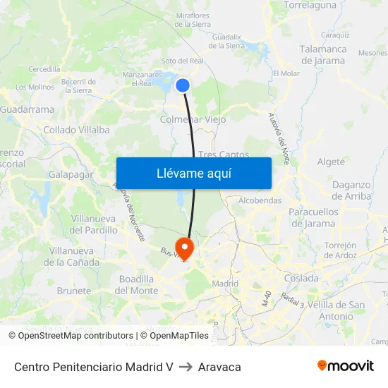 Centro Penitenciario Madrid V to Aravaca map