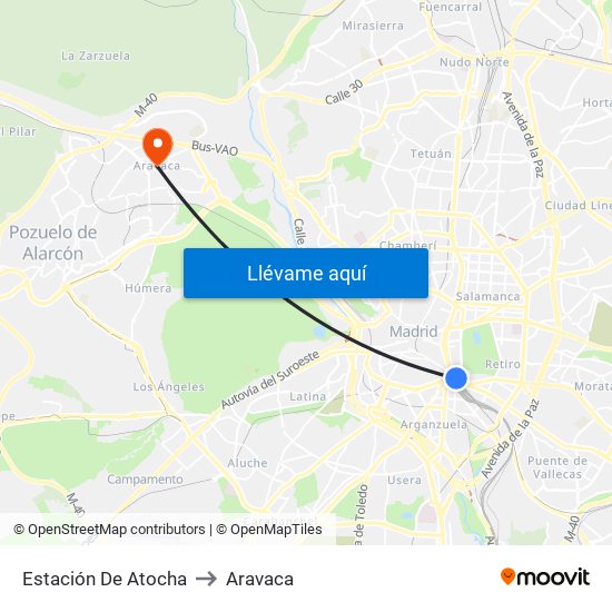 Estación De Atocha to Aravaca map