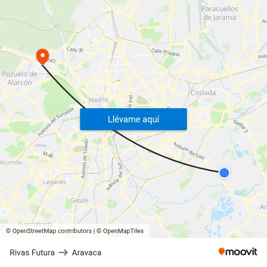 Rivas Futura to Aravaca map