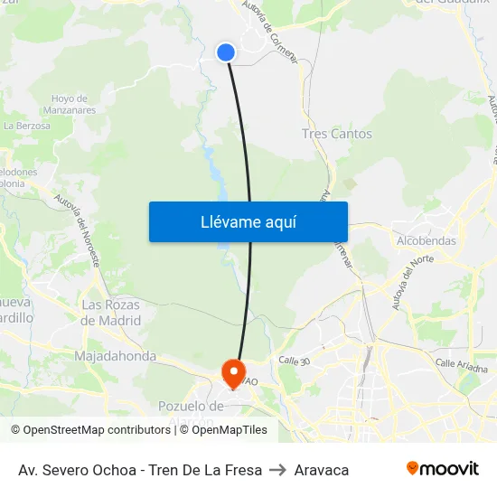 Av. Severo Ochoa - Tren De La Fresa to Aravaca map