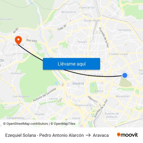 Ezequiel Solana - Pedro Antonio Alarcón to Aravaca map