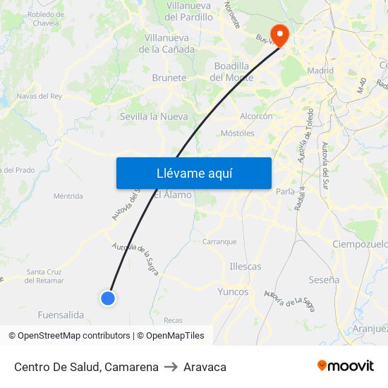 Centro De Salud, Camarena to Aravaca map