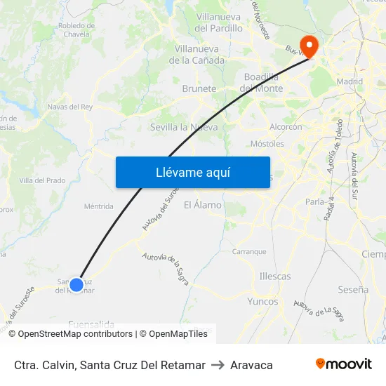 Ctra. Calvin, Santa Cruz Del Retamar to Aravaca map