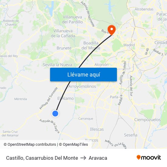 Castillo, Casarrubios Del Monte to Aravaca map