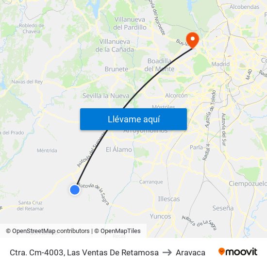 Ctra. Cm-4003, Las Ventas De Retamosa to Aravaca map