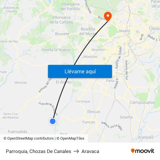Parroquia, Chozas De Canales to Aravaca map