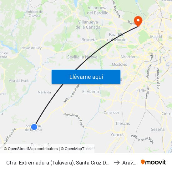 Ctra. Extremadura (Talavera), Santa Cruz Del Retamar to Aravaca map