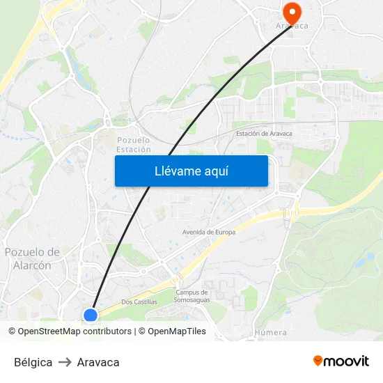 Bélgica to Aravaca map