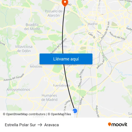 Estrella Polar Sur to Aravaca map