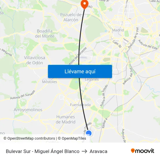 Bulevar Sur - Miguel Ángel Blanco to Aravaca map