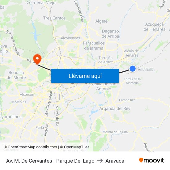 Av. M. De Cervantes - Parque Del Lago to Aravaca map