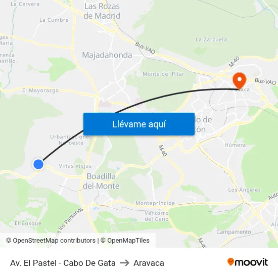 Av. El Pastel - Cabo De Gata to Aravaca map