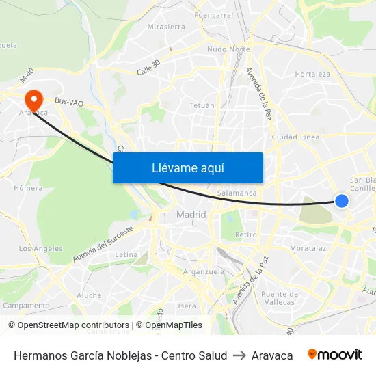 Hermanos García Noblejas - Centro Salud to Aravaca map