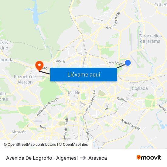 Avenida De Logroño - Algemesí to Aravaca map