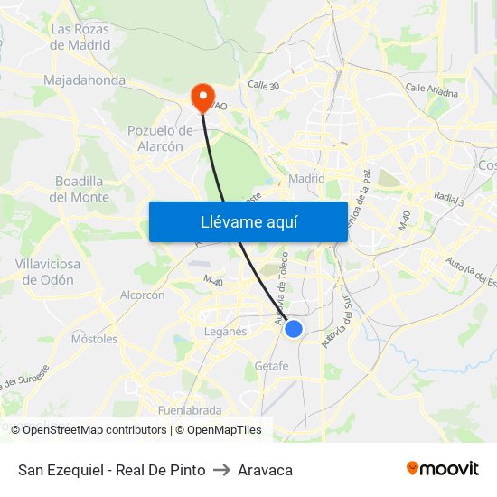 San Ezequiel - Real De Pinto to Aravaca map