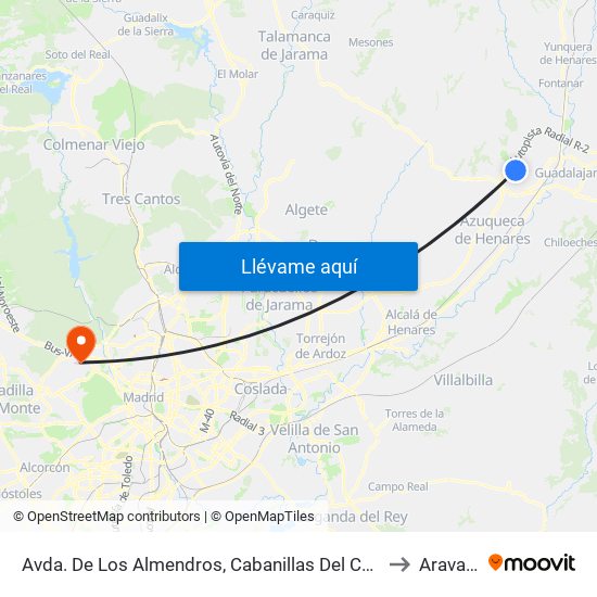 Avda. De Los Almendros, Cabanillas Del Campo to Aravaca map