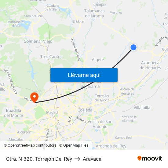 Ctra. N-320, Torrejón Del Rey to Aravaca map