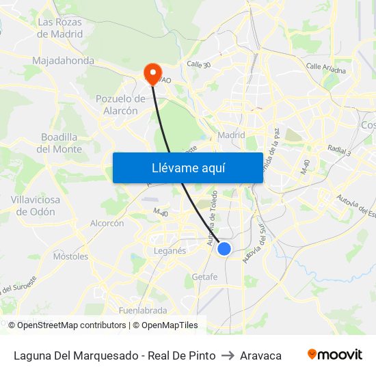 Laguna Del Marquesado - Real De Pinto to Aravaca map
