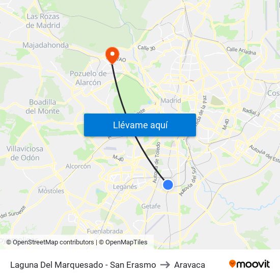 Laguna Del Marquesado - San Erasmo to Aravaca map