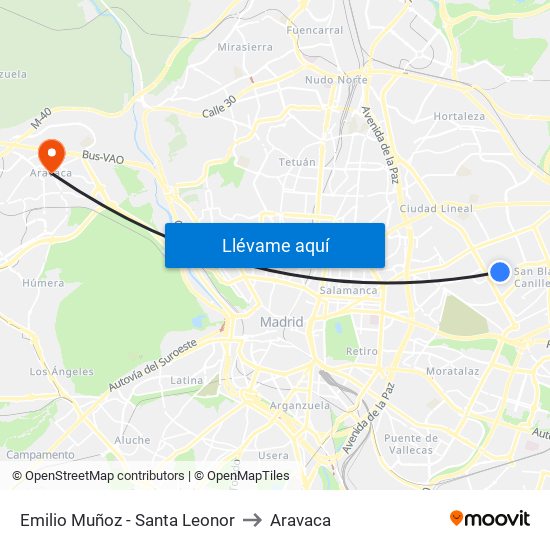 Emilio Muñoz - Santa Leonor to Aravaca map