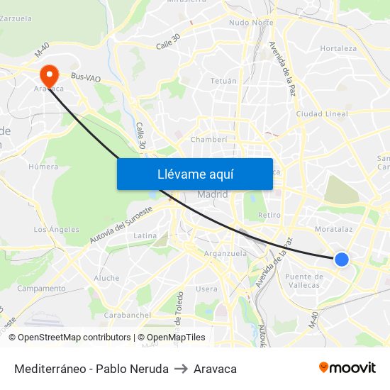 Mediterráneo - Pablo Neruda to Aravaca map
