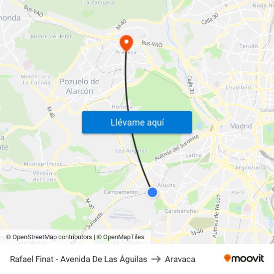 Rafael Finat - Avenida De Las Águilas to Aravaca map