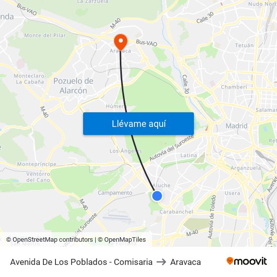 Avenida De Los Poblados - Comisaria to Aravaca map