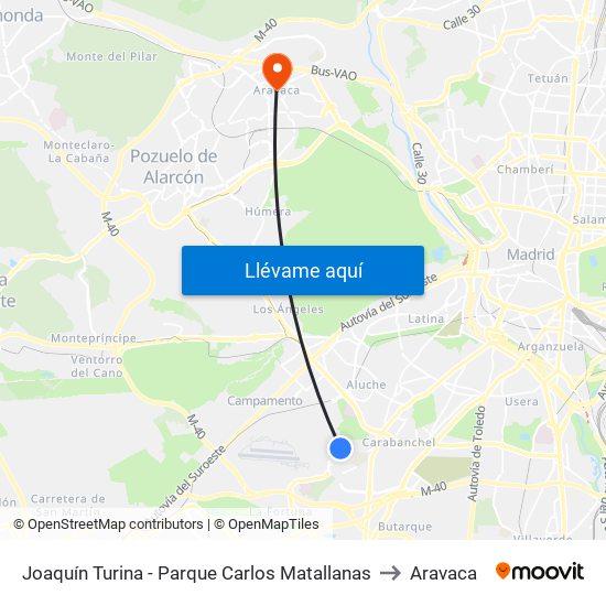 Joaquín Turina - Parque Carlos Matallanas to Aravaca map