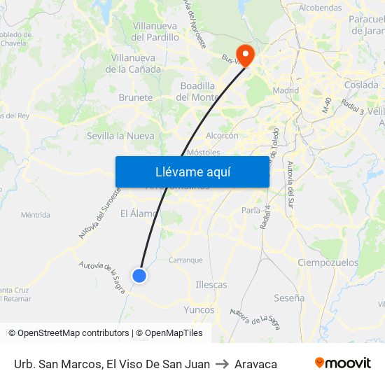 Urb. San Marcos, El Viso De San Juan to Aravaca map
