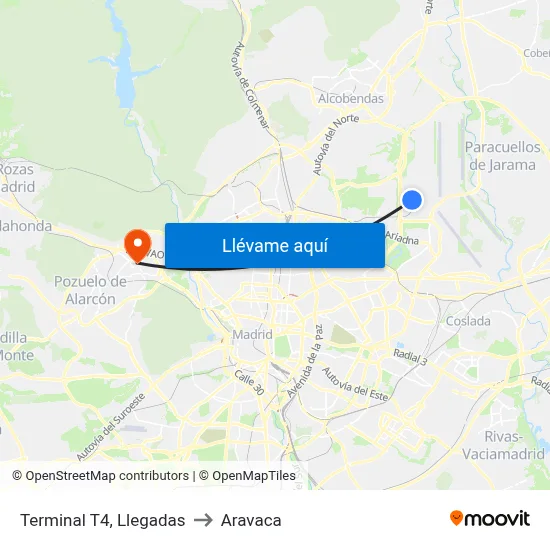 Terminal T4, Llegadas to Aravaca map