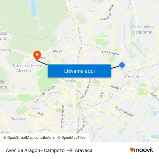 Avenida Aragón - Campezo to Aravaca map