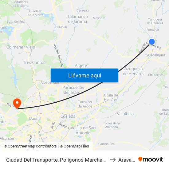 Ciudad Del Transporte, Polígonos Marchamalo to Aravaca map