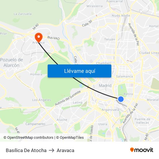 Basílica De Atocha to Aravaca map