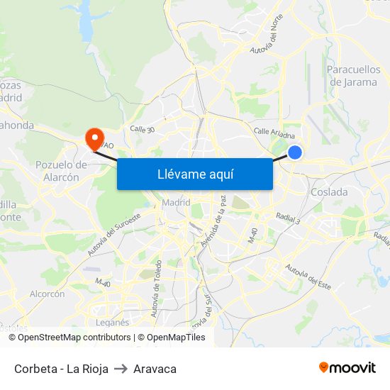 Corbeta - La Rioja to Aravaca map