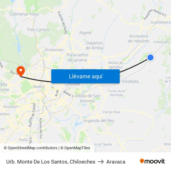 Urb. Monte De Los Santos, Chiloeches to Aravaca map