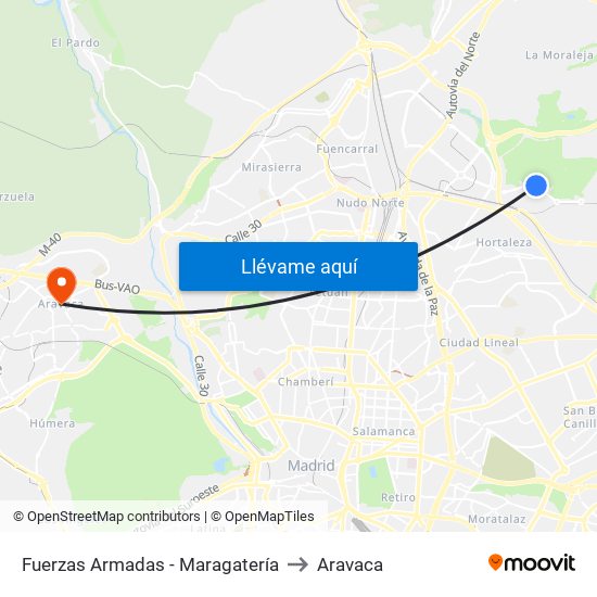 Fuerzas Armadas - Maragatería to Aravaca map