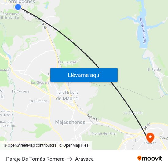 Paraje De Tomás Romera to Aravaca map