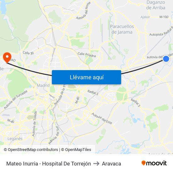 Mateo Inurria - Hospital De Torrejón to Aravaca map