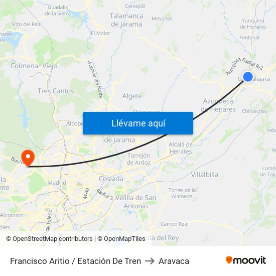 Francisco Aritio / Estación De Tren to Aravaca map