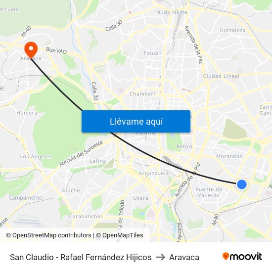 San Claudio - Rafael Fernández Hijicos to Aravaca map
