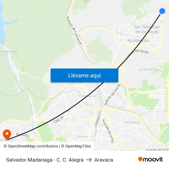 Salvador Madariaga - C. C. Alegra to Aravaca map