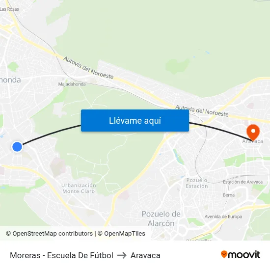 Moreras - Escuela De Fútbol to Aravaca map