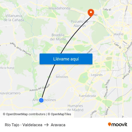 Río Tajo - Valdelacea to Aravaca map